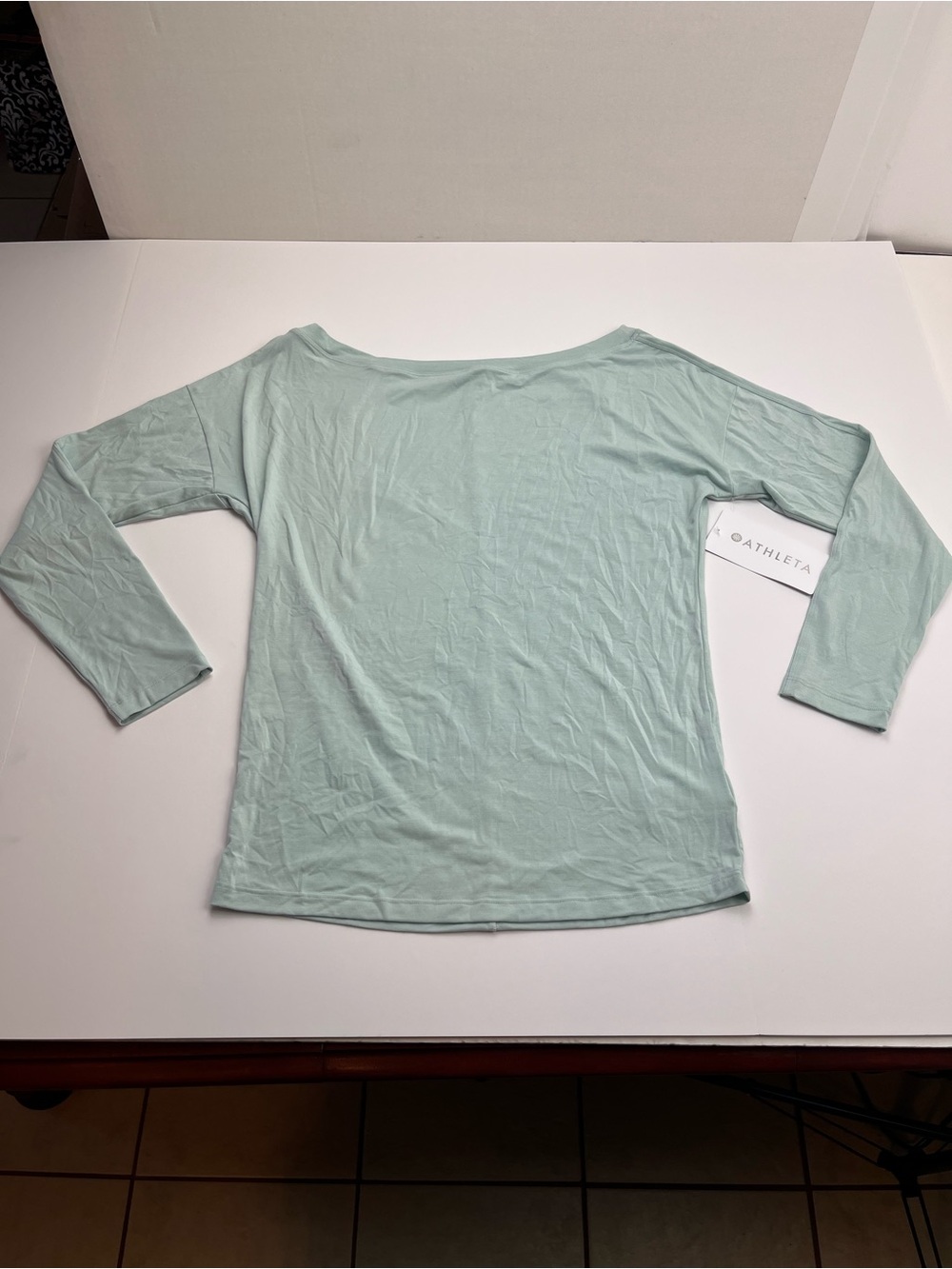 Athleta Move With Ease Off The Shoulder Top Green Long Sleeve Womens Medium NEW